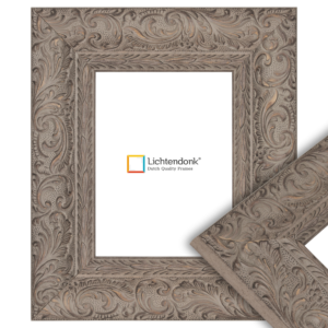 Brede Ornament Schilderijlijst - Warm Grijs - Verweerd Effect, 29,7x42cm(a3)