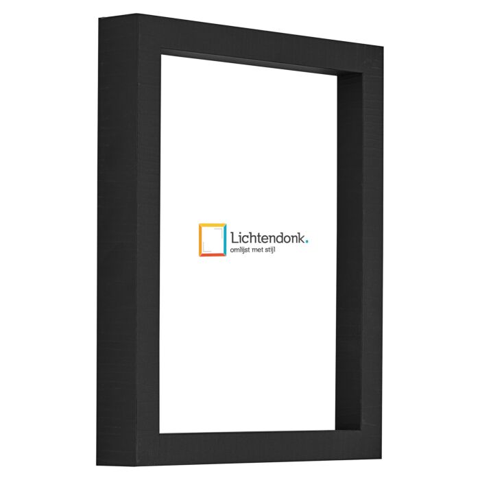 Fotolijst - Strak Zwart - 3 cm hoog profiel - Fotomaat 15x20 - Helder glas - Art.nr. 10106421815202