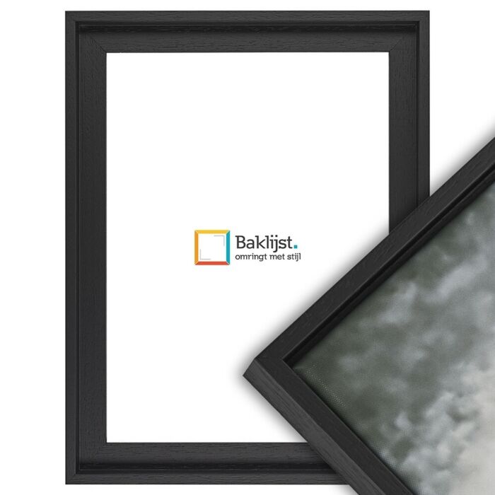 Baklijst Raso - met houtnerf structuur - Mat zwart
